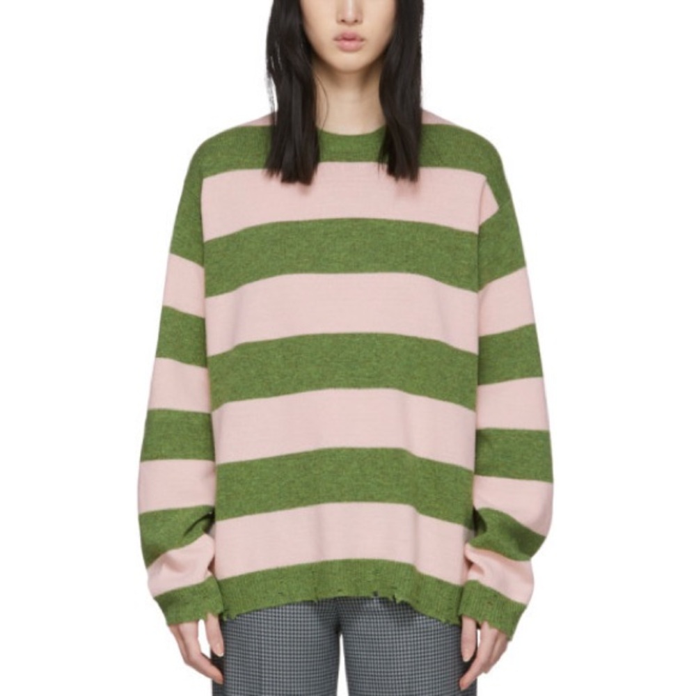 Marc Jacobs - 100% Wool Striped Pink and Green Sweater - NWT - Small